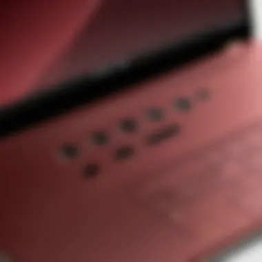 Connectivity Ports of Surface Laptop Surface Laptop burgundy with connectivity ports highlighted