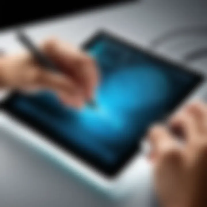 A user effortlessly using a mouse pen on a digital tablet.