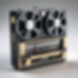 Vintage small handheld tape recorder showcasing its classic design.