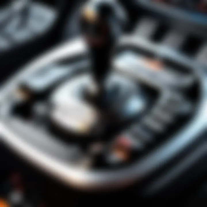 Close-up view of Thrustmaster shifter features and buttons