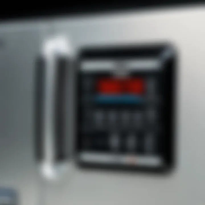 Close-up of the Tripp Lite cooler's control panel and settings