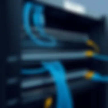 Installation setup of a keystone patch panel in a networking cabinet.