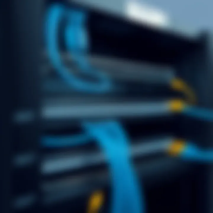 Installation setup of a keystone patch panel in a networking cabinet.