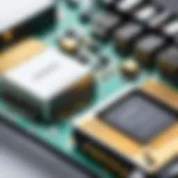 Avago transceiver close-up showcasing intricate design.