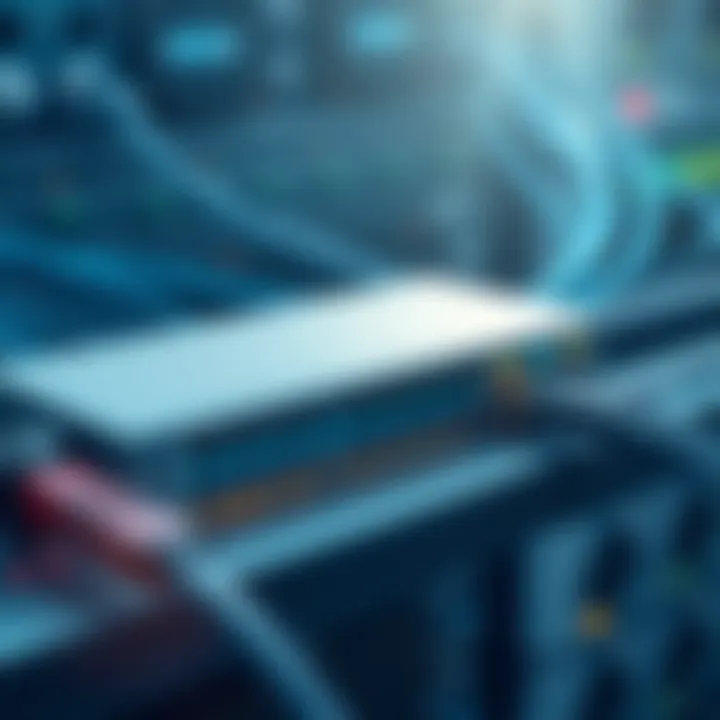 Cat 8 Switch in Modern Networking Visual representation of Cat 8 switch in a modern networking environment