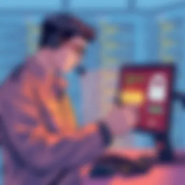 Technician Configuring Firewall Settings A technician configuring firewall settings