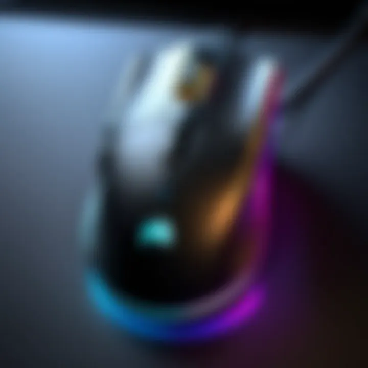 A modern gaming mouse with customizable buttons and RGB lighting.