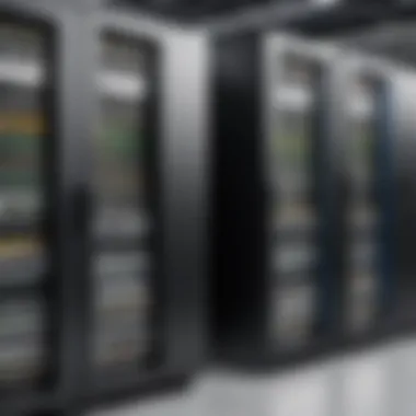 Different types of computer network cabinets displayed in a tech environment