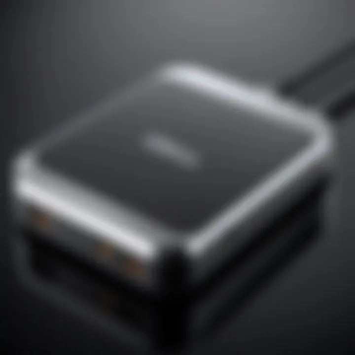 Detailed view of the LA65NS2 01 Dell charger highlighting its compact design