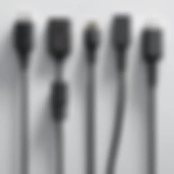 Different types of desktop power cords displayed side by side for comparison