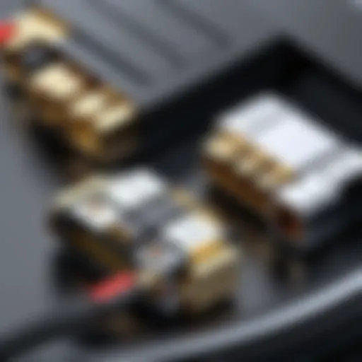 Close-up view of DV cable connectors showcasing design intricacies.