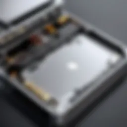 Detailed view of an external hard drive shell showcasing its interior components