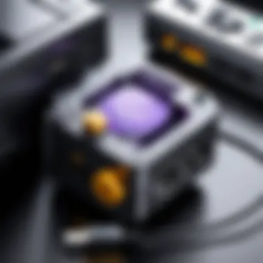 GameCube Functionality with Power Cord Close-up of a GameCube console connected to the power source emphasizing functionality.