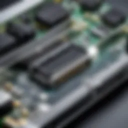 Close-up of a laptop graphics card adapter showcasing its ports and design.