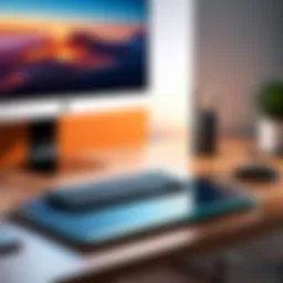 Heated desk pad in a modern workspace