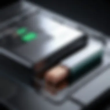 The Charging Mechanism of Laptop Batteries Close-up view of a laptop battery charging