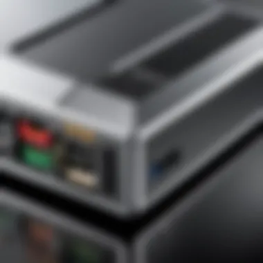 Specifications and Connectivity of Mini PC Boxes Close-up of mini PC box specifications and ports
