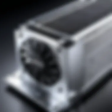 A detailed view of a high-performance RAM cooler showcasing its design and construction.