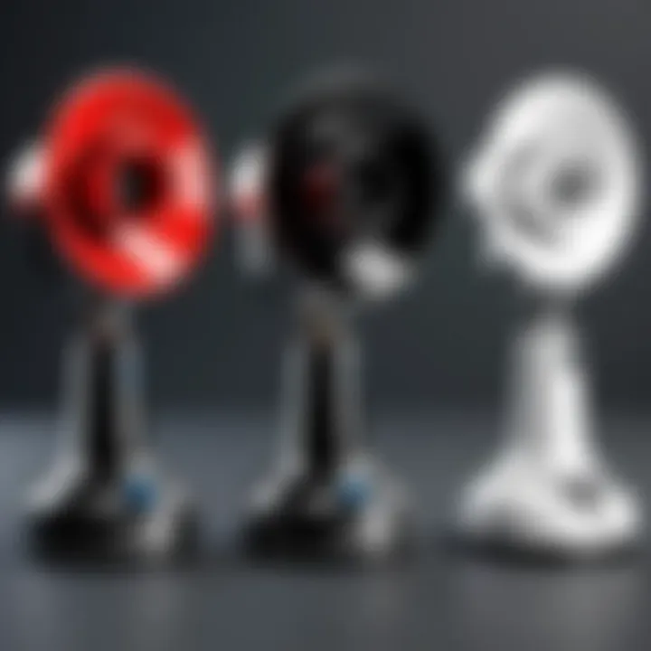 Various types of remote control horn sirens displayed side by side for comparison.