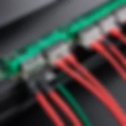 Detailed view of SATA splitter cable connections