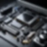 Close-up view of essential PC components laid out on a desk