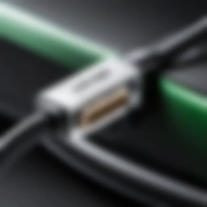 Close-up view of an Xbox One breakaway cable connector