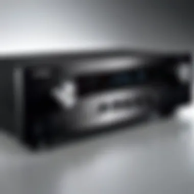 Close-up of Yamaha WiFi stereo receiver controls and interface