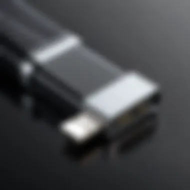 Close-up view of a USB-C to USB-A male adapter showcasing its design and build quality.