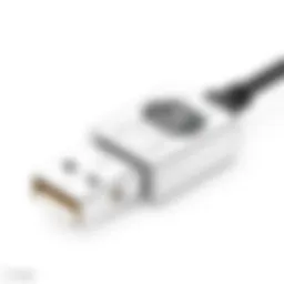 Detailed view of a USB to RS-485 adapter showcasing the ports and connections.