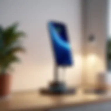 User Experience with Lightning Charger Stands User interacting with a lightning charger stand in a cozy environment