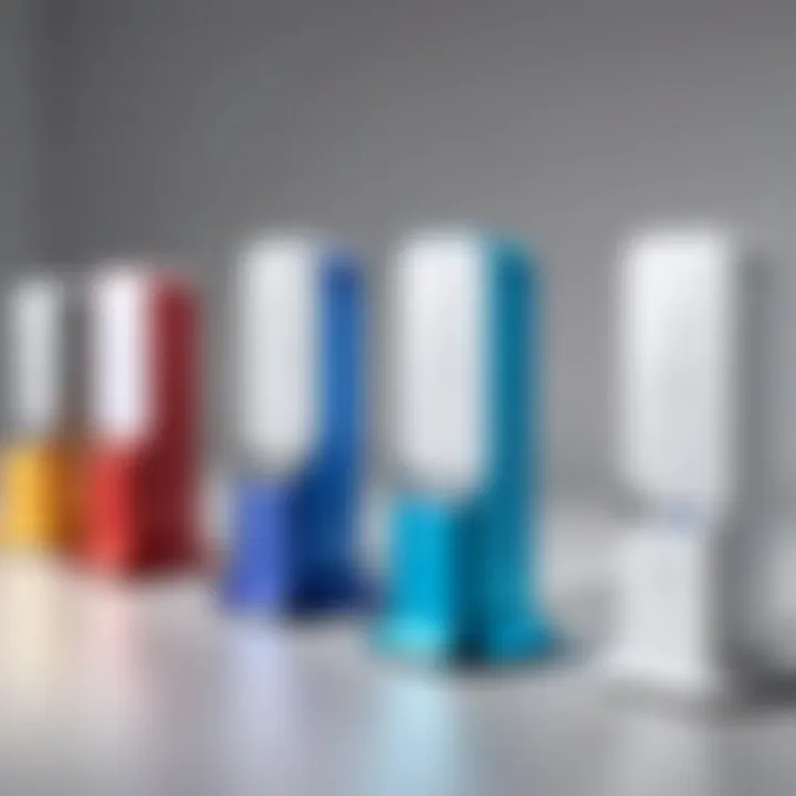 Various models of lightning charger stands displayed together