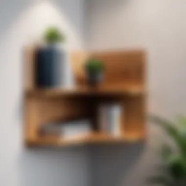 Corner shelf made of wood enhancing office aesthetics